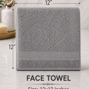 Premium gray face towel 12x12 inches by Zekrr, ultra-soft cotton washcloth for facial cleansing, skincare, and daily use.
